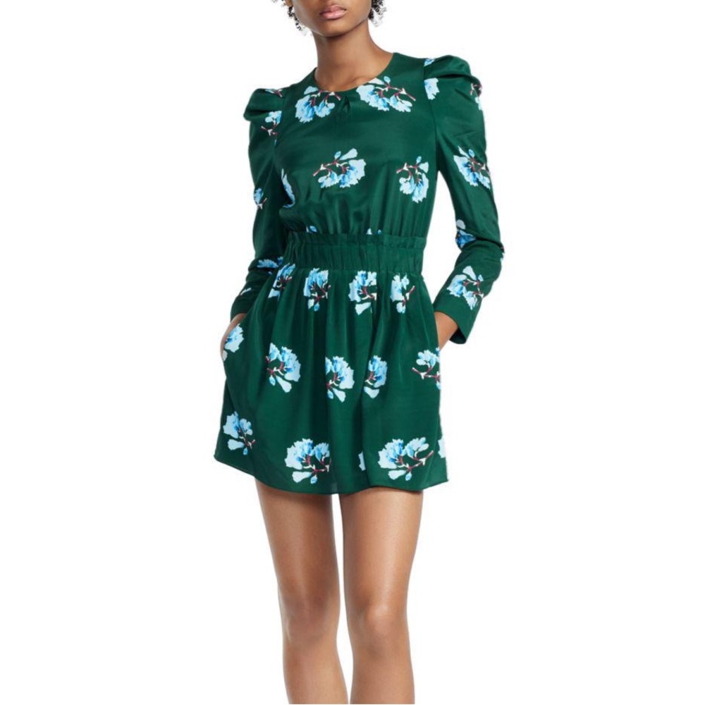 Maje Silk Ikoise Pleated Floral Print Playsuit size FR38 medium
